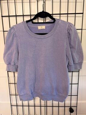 Tla from Anthropologie Lavender Puff Sleeve Sweatshirt